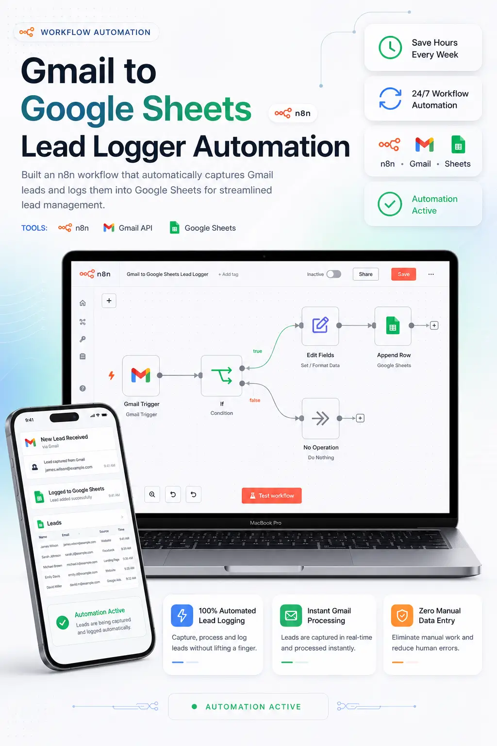 Gmail to Google Sheets Lead Logger Automation | n8n
